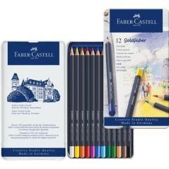 Estuche de metal con 12 lápices de colores goldfaber. faber castell 114712