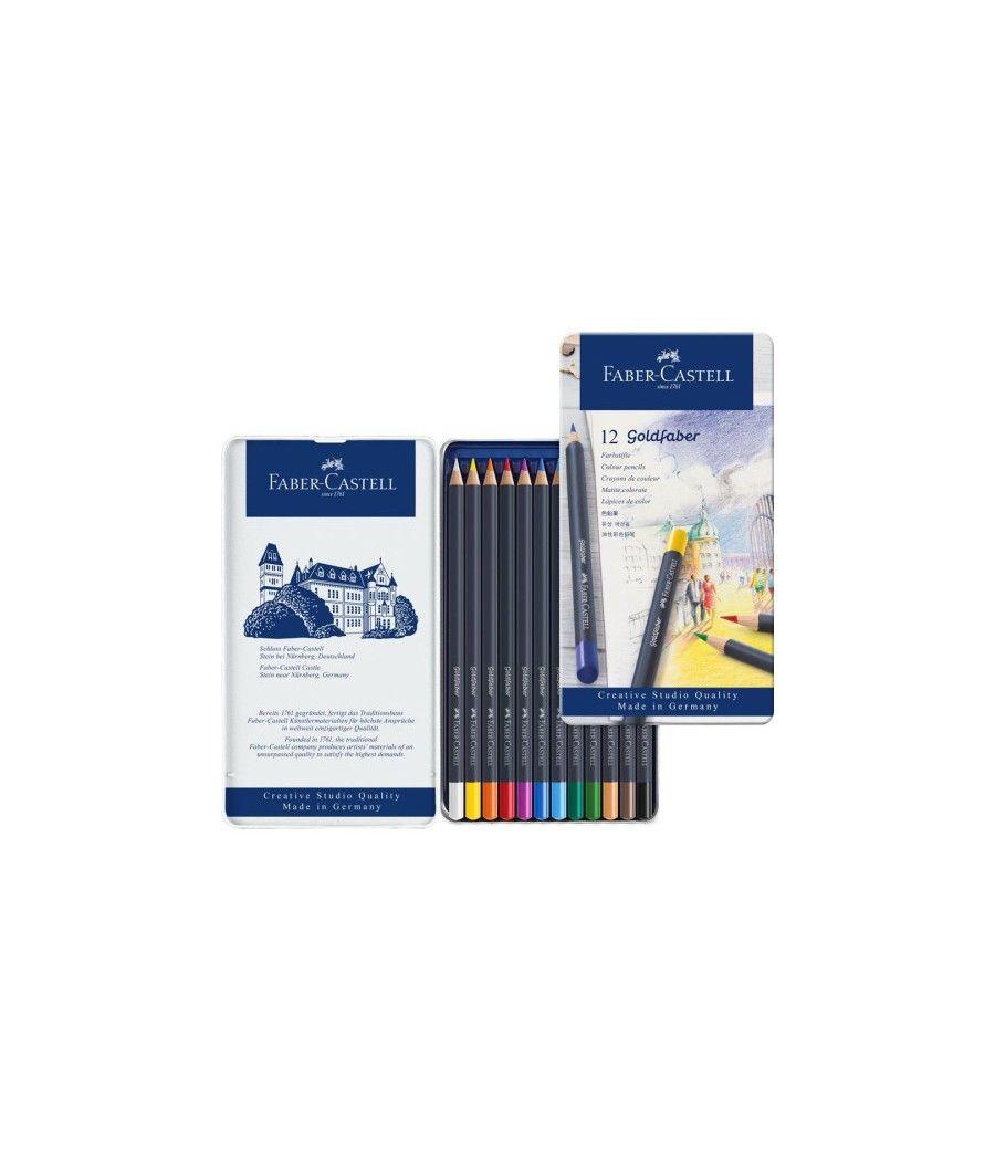 Estuche de metal con 12 lápices de colores goldfaber. faber castell 114712