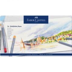 Estuche de metal con 36 lápices de colores acuarelables goldfaber. faber castell 114636