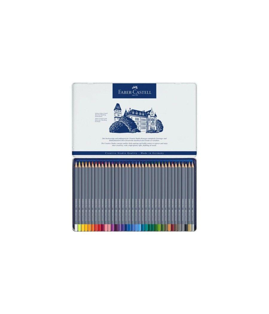 Estuche de metal con 36 lápices de colores acuarelables goldfaber. faber castell 114636