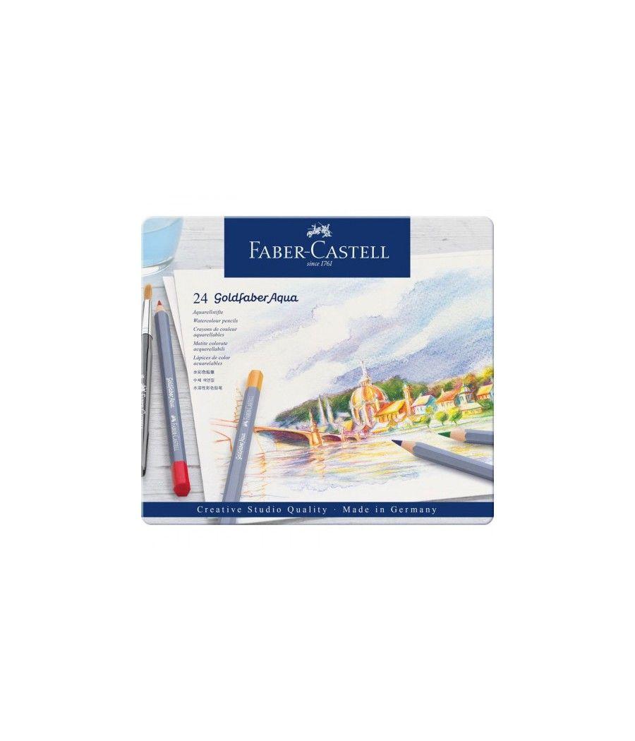 Estuche de metal con 24 lápices de colores acuarelables goldfaber. faber castell 114624