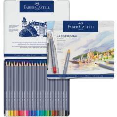 Estuche de metal con 24 lápices de colores acuarelables goldfaber. faber castell 114624