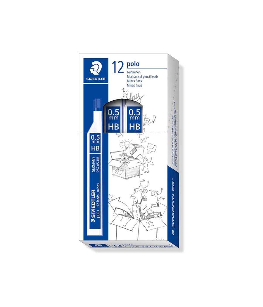 Minas staedtler grafito 0,5 mm hb polo 257 tubo con 12 minas pack 12 unidades