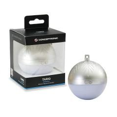 Altavoz bluetooth conceptronic tariq bola de navidad con luz led tws color plata