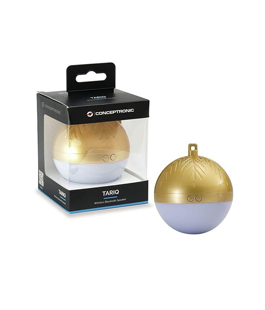 Altavoz bluetooth conceptronic tariq bola de navidad con luz led tws color dorado