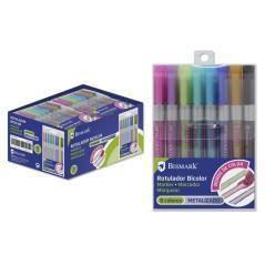 Bismark rotulador bicolor metal + neon pastel 8 colores blister