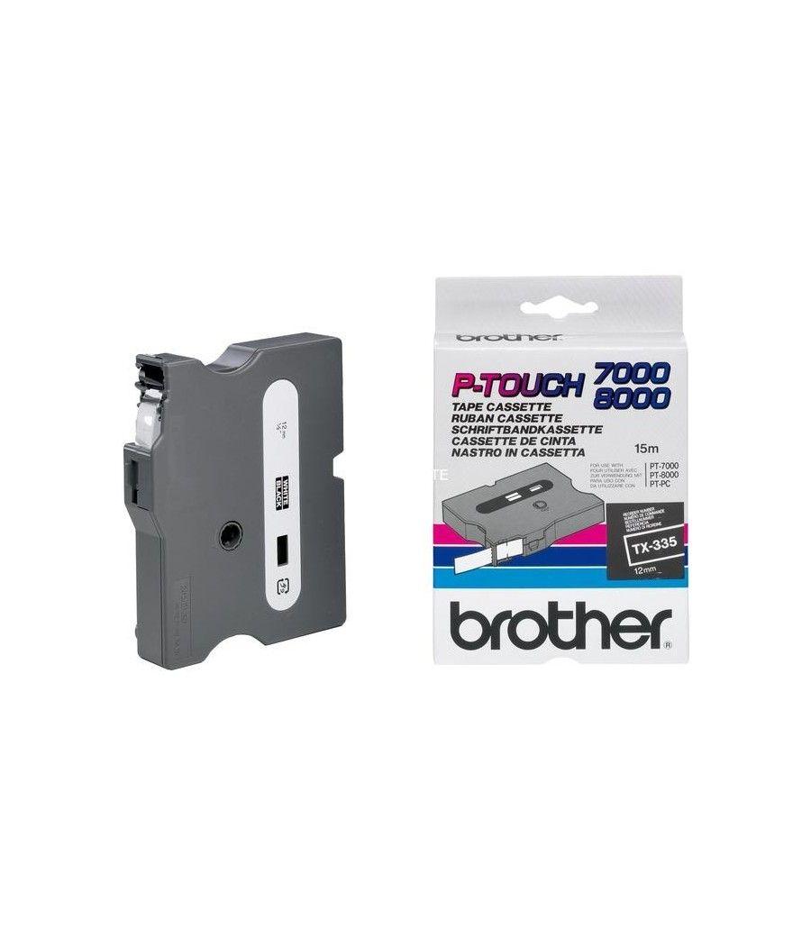 Brother cinta rotuladora laminada blanco sobre negro de 12mmx8m