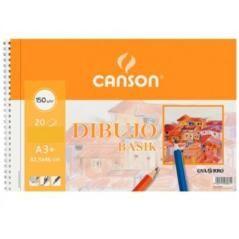 Canson bloc dibujo basik espiral microperforado 20 hojas 150 gr. liso 32,5x46cm -10u-