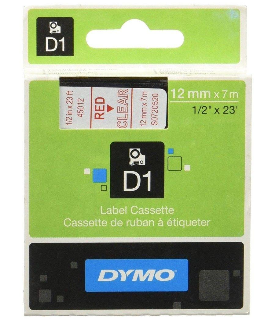 Dymo cinta de transferencia termica d1 45012. etiquetas estándar rojo sobre transparente de 12mmx7m.poliester autoadhesiva. rotu