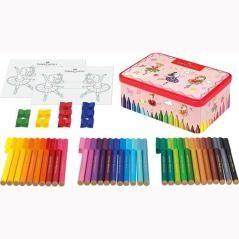 Faber castell 33 rotuladores connector bailarina + accesorios c/surtidos caja regalo metálica 45 piezas