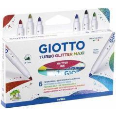 Giotto rotuladores turbo glitter maxi colores surtidos estuche 6 ud