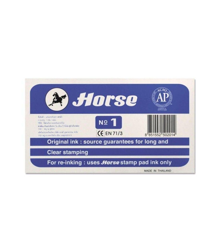 Horse tampón metálico para sellado nº 1 con almohadilla entintada azul