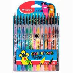 Maped rotuladores y lápices de colores color´peps monster combo surtidos pack de 12+15