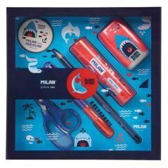 Milan edition box set de escritorio shark attack azul/rojo