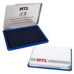 Mtl tampón metálico para sellado nº2 (122x84x14mm) con almohadilla entintada azul