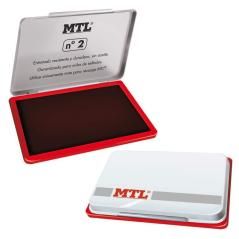 Mtl tampón metálico para sellado nº2 (122x84x14mm) con almohadilla entintada rojo