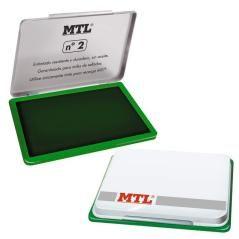 Mtl tampón metálico para sellado nº2 (122x84x14mm) con almohadilla entintada verde