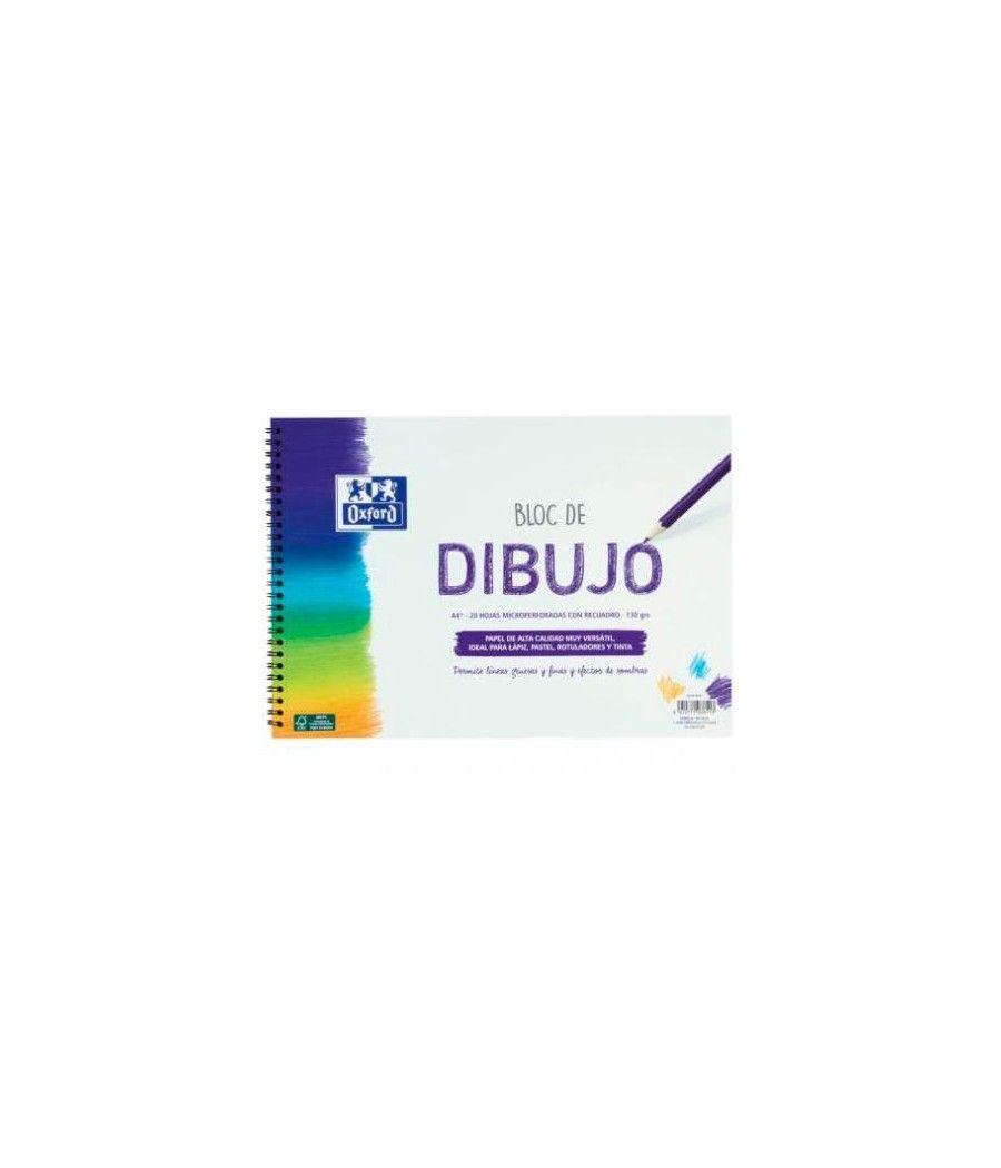 Oxford bloc dibujo escolar t/ blanda espiral 20h 130gr a4+ c/ recuadro liso blanco