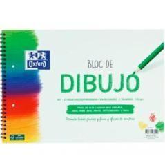 Oxford bloc dibujo escolar multitaladro 2 t/ blanda espiral 20h 130gr a4+ c/ recuadro liso blanco