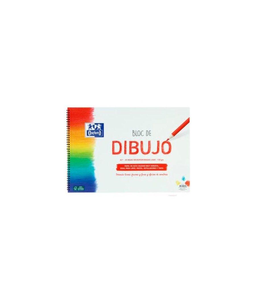 Oxford bloc dibujo escolar t/ blanda espiral 20h 130gr a3+ liso blanco