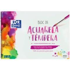 Oxford bloc pintura acuarela y témpera 10h 300gr espiral a3+ liso blanco