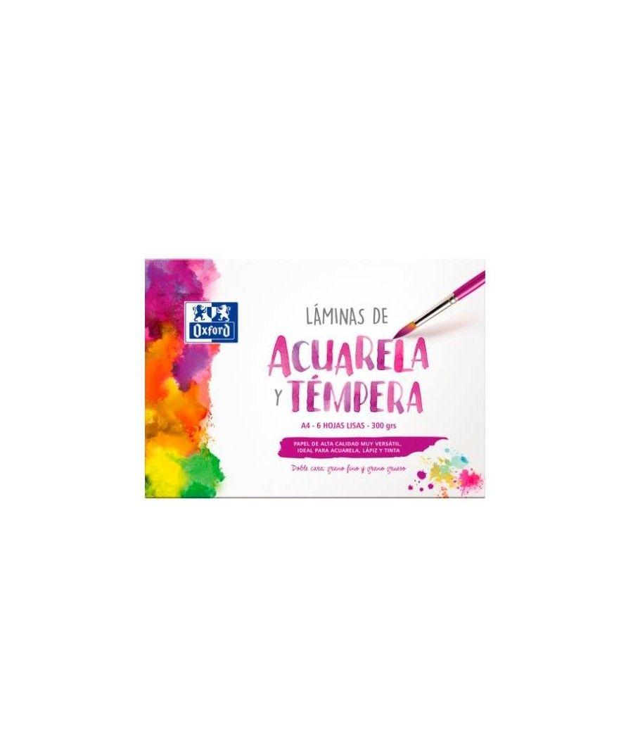 Oxford láminas para pintura acuarela y témpera 6h 300gr a4 liso blanco