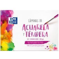 Oxford láminas para pintura acuarela y témpera 6h 300gr a3 liso blanco