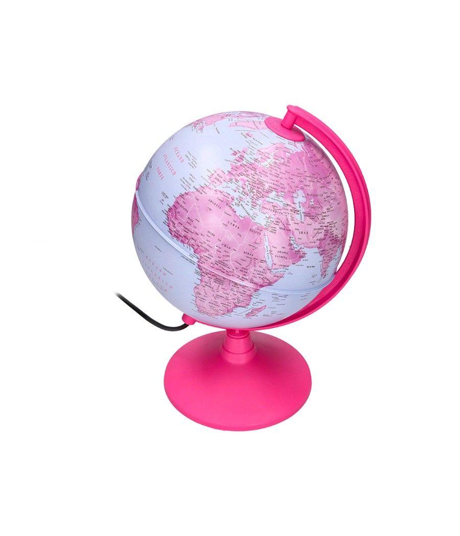 Globo terraqueo liderpapel con luz fisico y politico diametro 20 cm color rosa