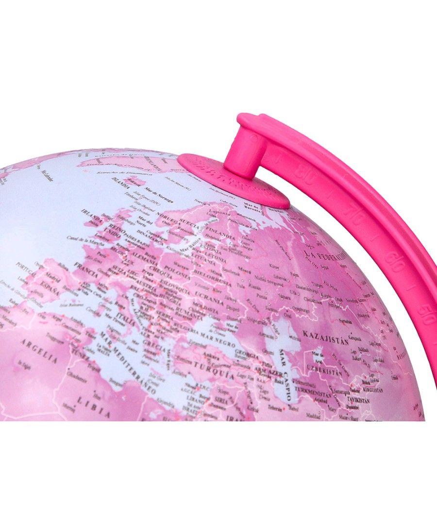 Globo terraqueo liderpapel con luz fisico y politico diametro 20 cm color rosa