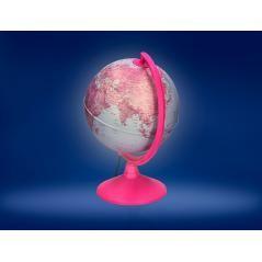 Globo terraqueo liderpapel con luz fisico y politico diametro 20 cm color rosa