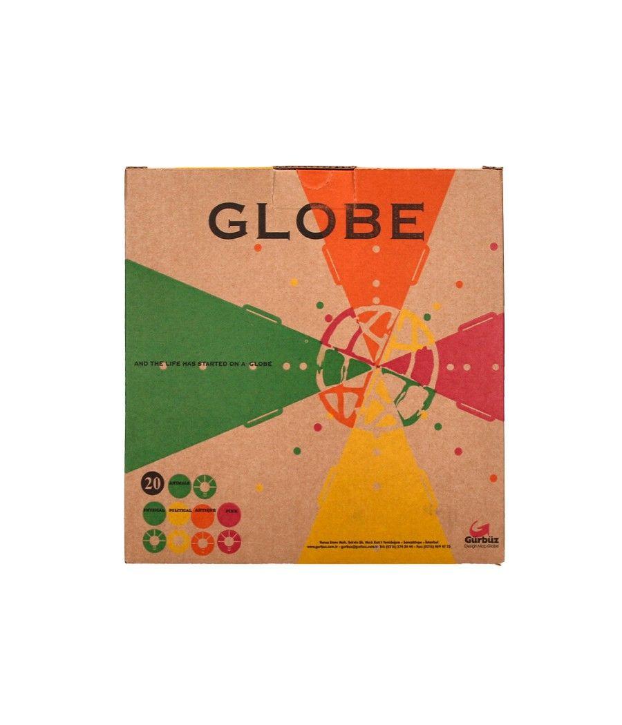 Globo terraqueo liderpapel con luz fisico y politico diametro 20 cm color rosa