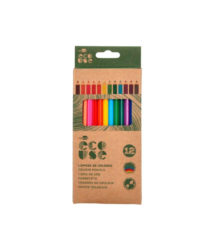Lápices de colores liderpapel ecouse caja de 12 colores surtidos con certificado fsc