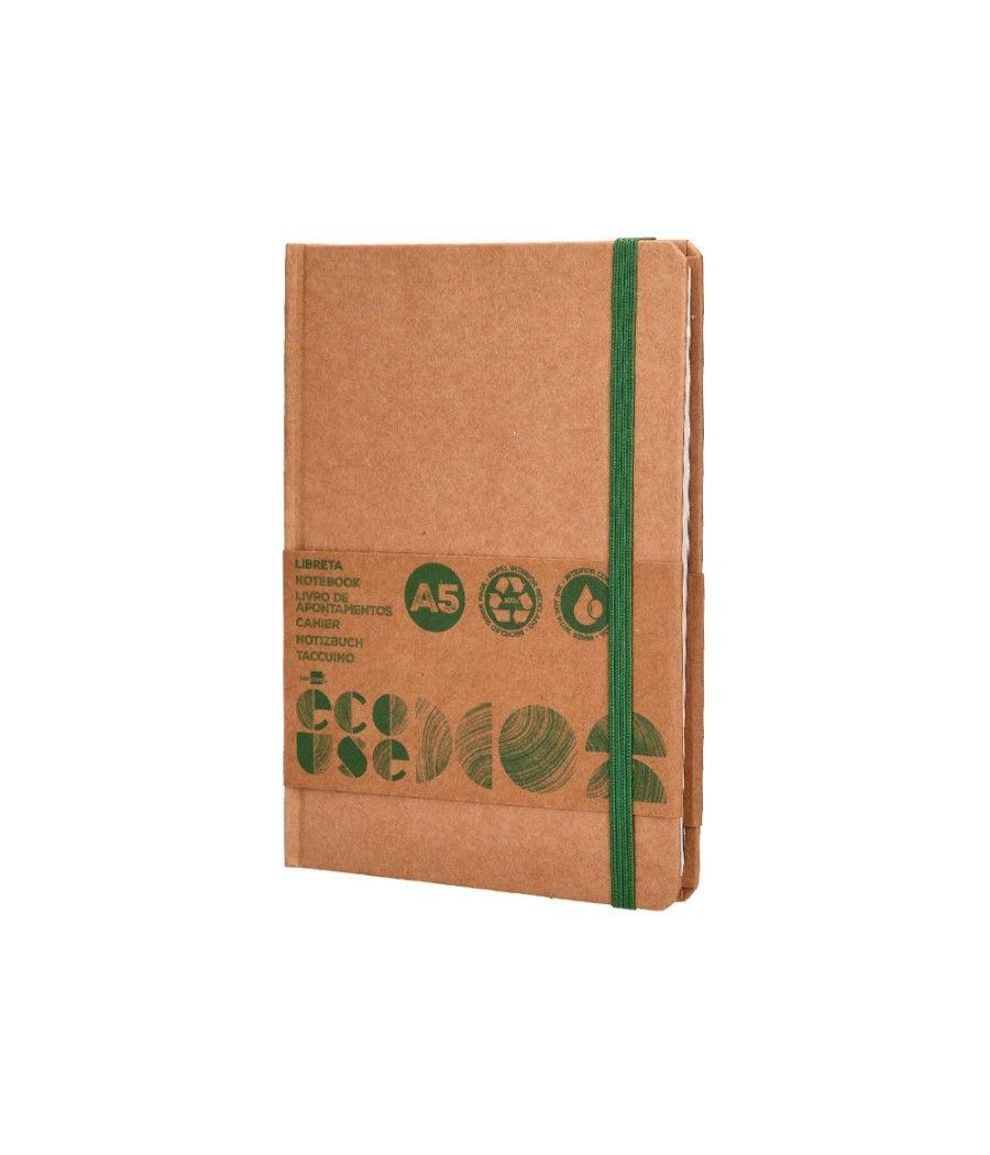 Libreta liderpapel ecouse 100% reciclada a5 96 hojas 70g/m2 horizontal con gomilla y marca paginas