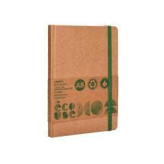 Libreta liderpapel ecouse 100% reciclada a5 96 hojas 70g/m2 horizontal con gomilla y marca paginas