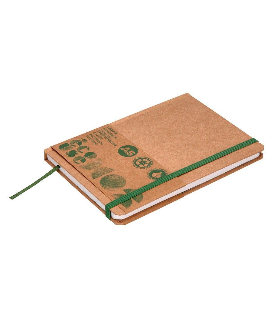 Libreta liderpapel ecouse 100% reciclada a5 96 hojas 70g/m2 horizontal con gomilla y marca paginas