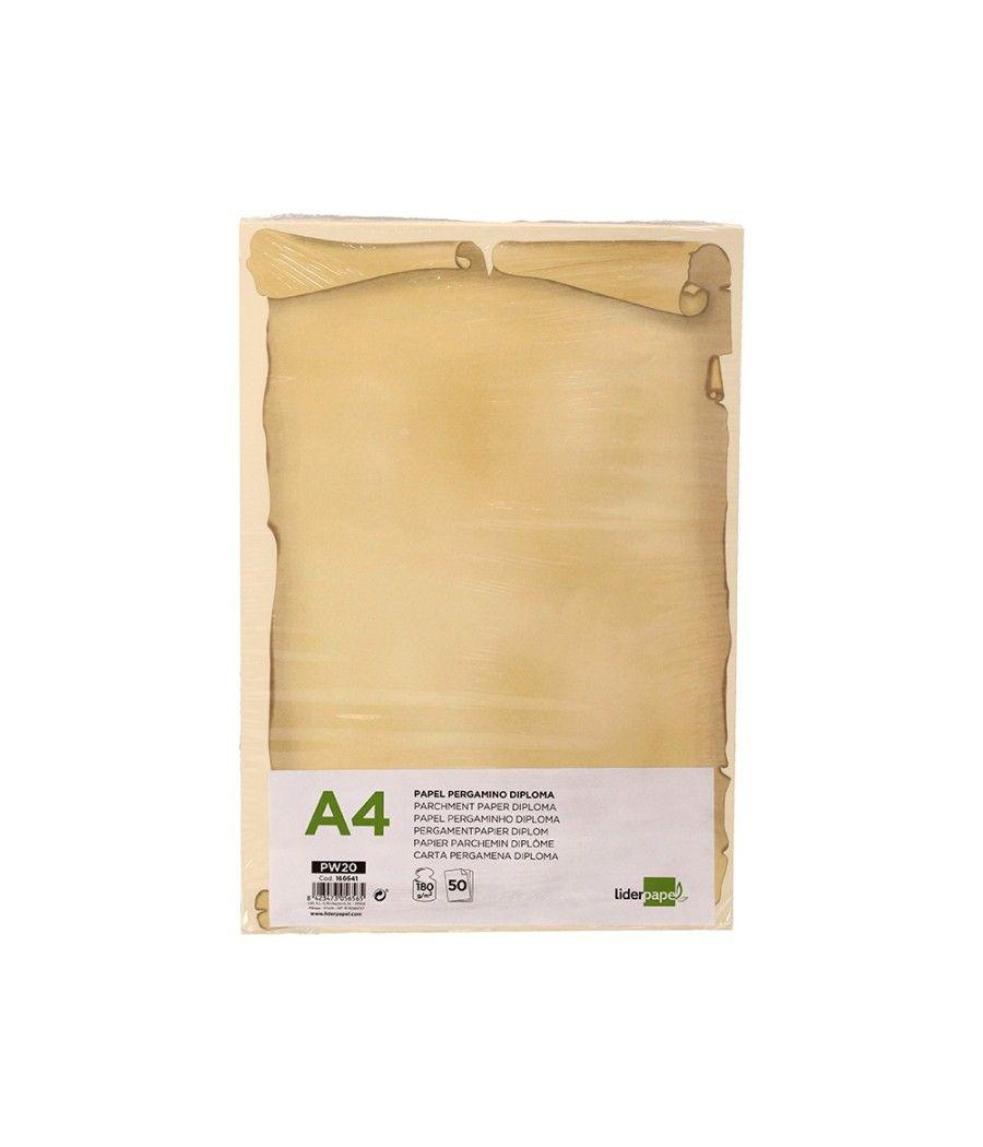 Papel pergamino liderpapel din a4 diploma 180 g/m2 paquete de 50 hojas