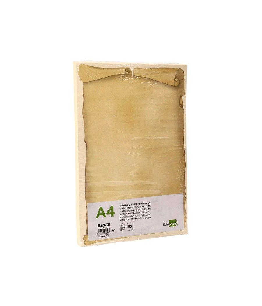 Papel pergamino liderpapel din a4 diploma 180 g/m2 paquete de 50 hojas