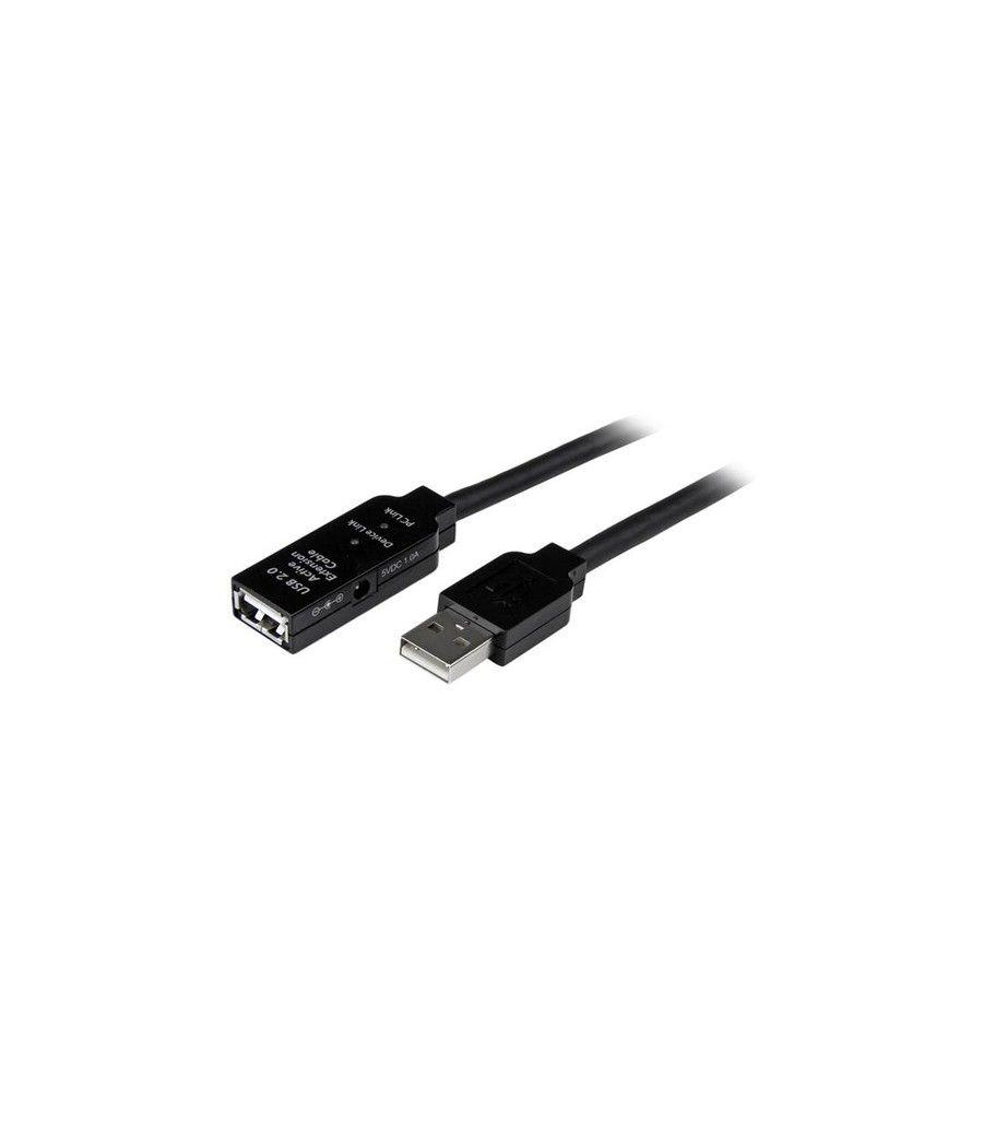 StarTech.com Cable 15m Extensión Alargador USB 2.0 Activo Amplificado - Macho a Hembra USB A - Negro - Imagen 1