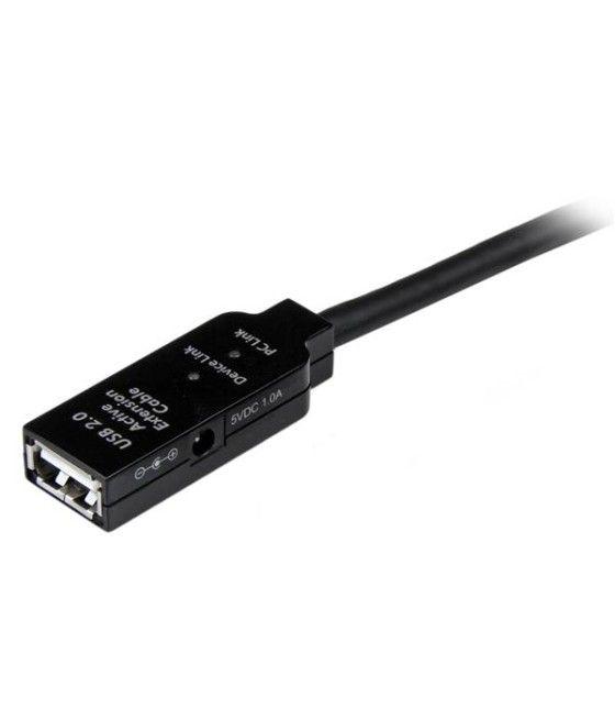 StarTech.com Cable de Extensión Alargador de 20m USB 2.0 Alta Velocidad Activo Amplificado - Macho a Hembra USB A - Negro - Imag