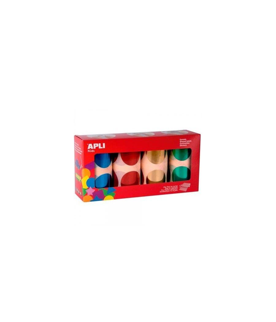 Apli gomets xxl pack 4 rollos redondos y colores surtidos metalizados -5664 unidades-