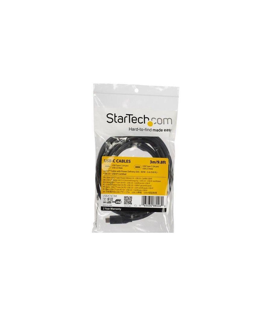 StarTech.com Cable de 3m USB-C a USB-C con capacidad para Entrega de Alimentación de 5A - USB TipoC - Cable de Carga USBC - USB 