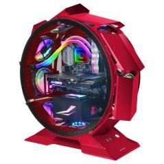 Caja microatx mars gaming mcorb red diseño esferico extremo premium doble ventana de cristal templado sin fuente de alimentacion
