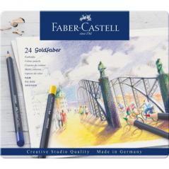 Estuche de metal con 24 lápices de colores goldfaber. faber castell 114724