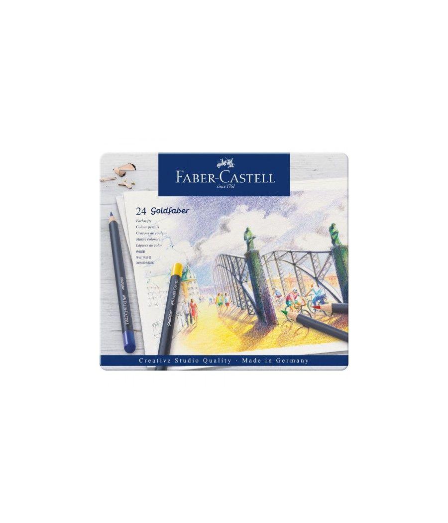 Estuche de metal con 24 lápices de colores goldfaber. faber castell 114724