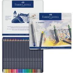 Estuche de metal con 24 lápices de colores goldfaber. faber castell 114724