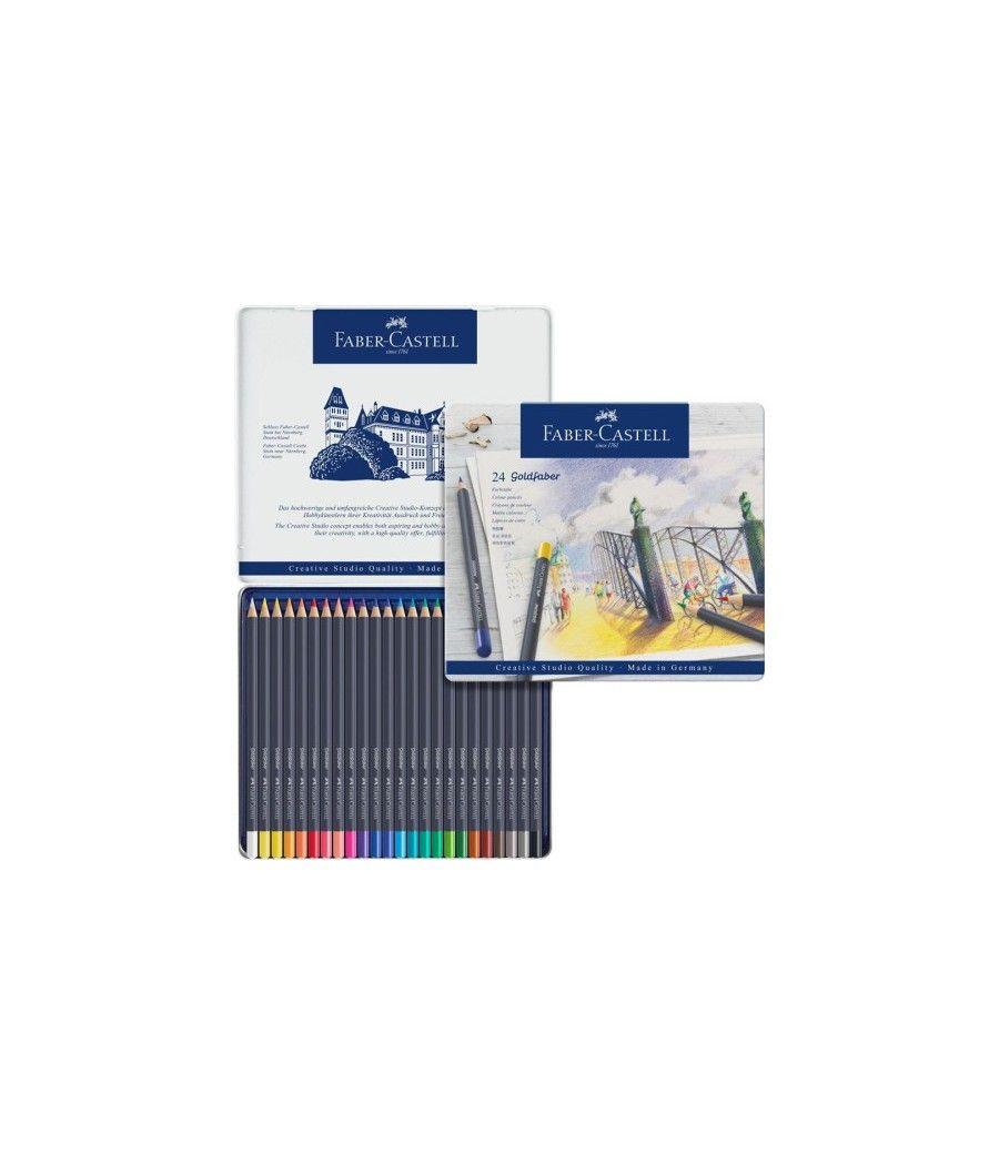 Estuche de metal con 24 lápices de colores goldfaber. faber castell 114724