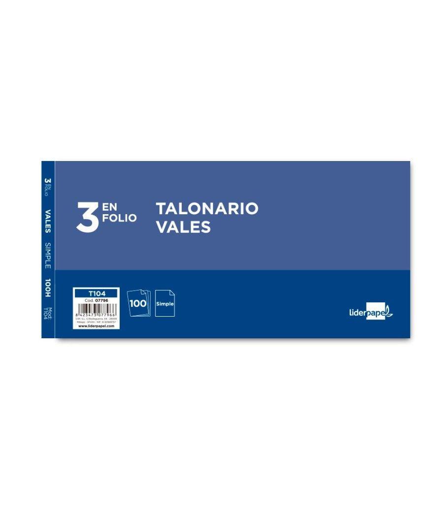 Talonario liderpapel vales tres en folio 104 pack 10 unidades