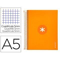 Cuaderno espiral liderpapel a5 micro antartik tapa forrada120h 100 gr cuadro 5mm 5 banda6 taladros color mostaza