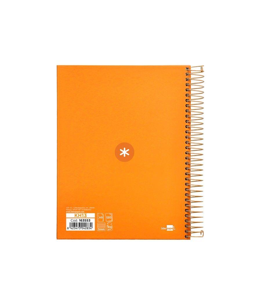 Cuaderno espiral liderpapel a5 micro antartik tapa forrada120h 100 gr cuadro 5mm 5 banda6 taladros color mostaza