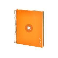 Cuaderno espiral liderpapel a5 micro antartik tapa forrada120h 100 gr cuadro 5mm 5 banda6 taladros color mostaza